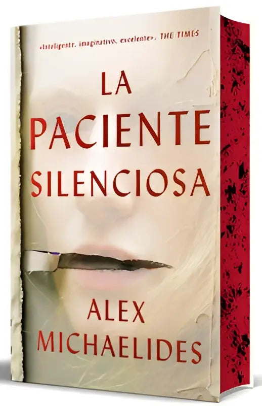 La paciente silenciosa edición limitada con cantos pintados con cubierta texturizada blanca y letras rojas destacadas