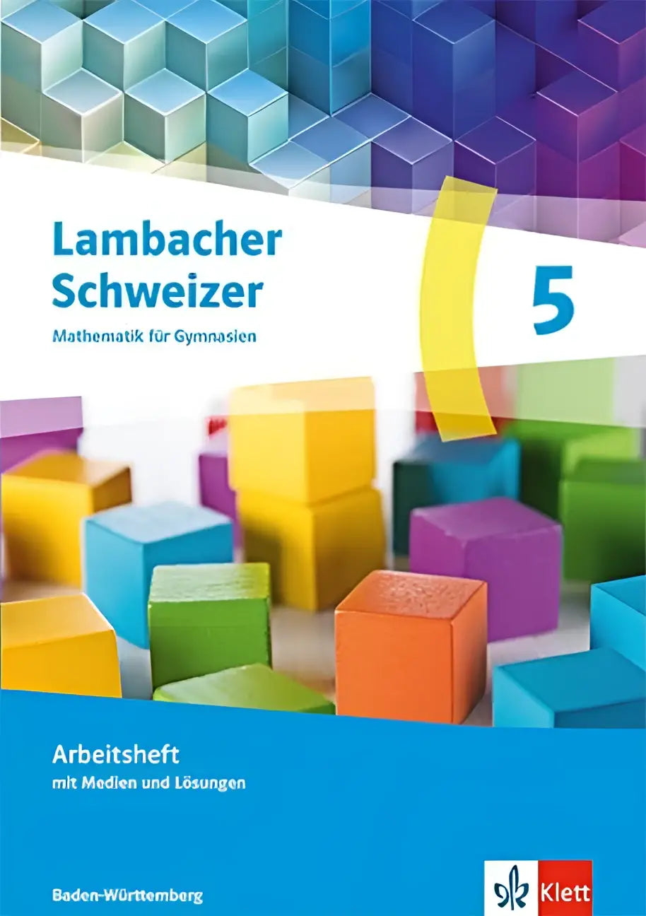 Vibrant lambacher schweizer mathematik 5 arbeitsheft mit medien featuring colorful geometric cubes and blue text on cover