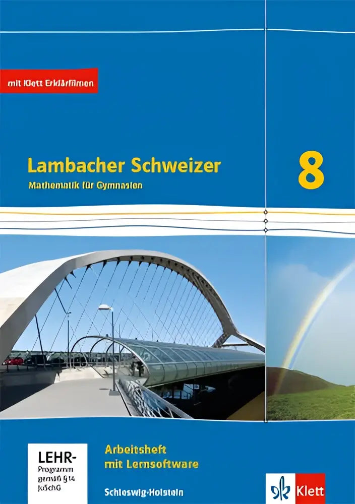 Blauw werkboek lambacher schweizer mathematik 8 met arched brug en regenboog van klett voor klasse 8 schleswig-holstein