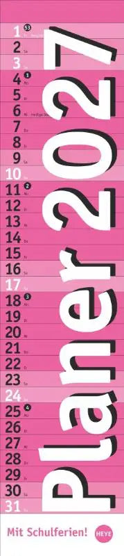 Langplaner, pink 2027 - Praktischer Streifenkalender mit viel Platz für Termine. Eine Organisationshilfe mit Fokus auf das Wesentliche. Wandkalender 2027 zum Eintragen. Format 11 x 49 cm