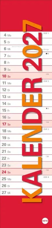 Rood langplaner xl 2027 streifenkalender fürs büro met datumsschieber en minimalistisch ontwerp