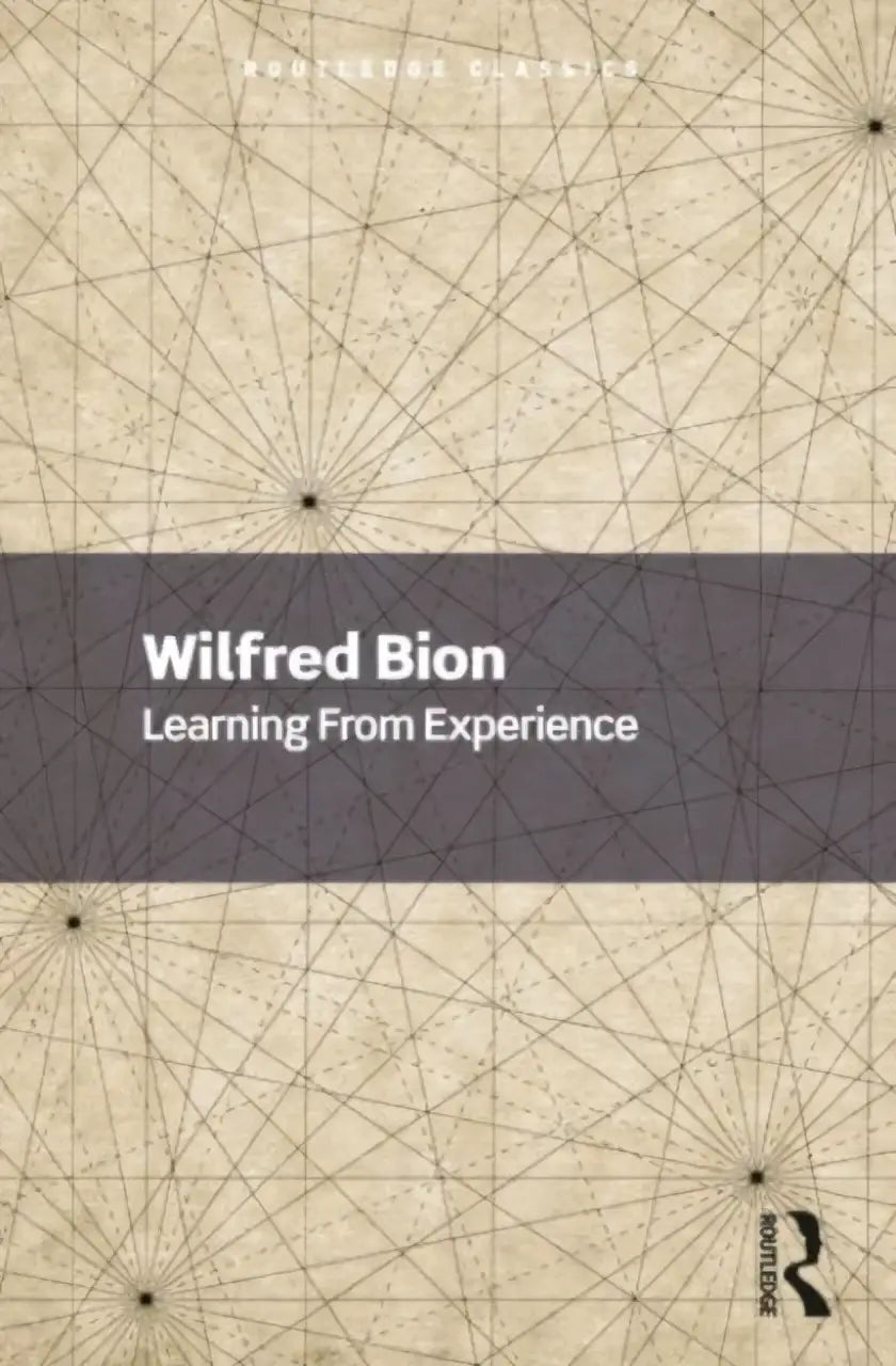 The book cover of learning from experience by wilfred bion features a beige background with black geometric pattern