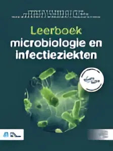 Leerboek microbiologie en infectieziekten met groene en witte omslag en cirkelvormig ontwerp van bsl media specialistische geneeskunde