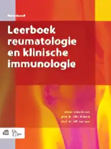 Het leerboek reumatologie en klinische immunologie van bsl media heeft een levendige oranje tot rode gradient met witte tekst