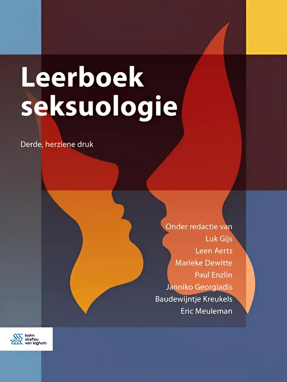 De cover van het leerboek seksuologie van bsl media toont rode en oranje silhouetten op een donkerblauwe achtergrond voor specialistische geneeskunde
