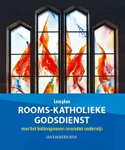 Het boek leerplan rooms-katholieke godsdienst voor het buitengewoon secundair onderwijs toont een kleurrijk glas-in-lood ontwerp