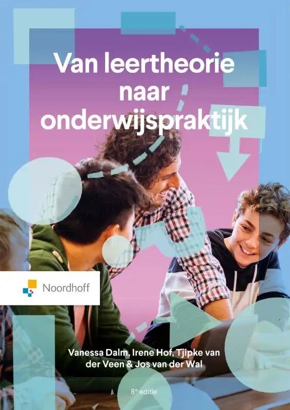 De boekomslag van van leertheorie naar onderwijspraktijk 8e editie door irene hof en vanessa dalm in paars en blauw
