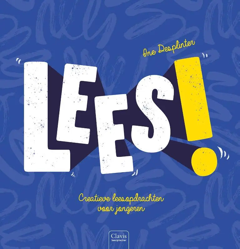 Blauwe boekomslag van lees creatieve leesopdrachten voor jongeren met speelse witte en gele letters lees