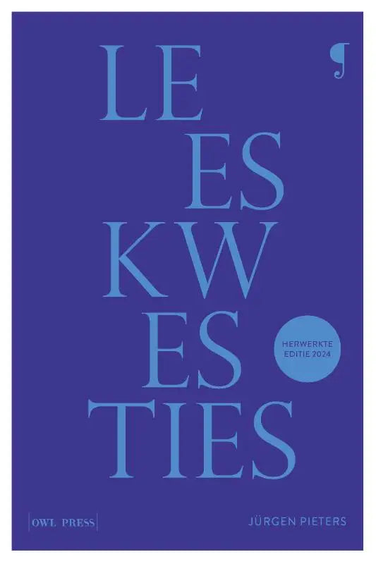 Deep blue leeskwesties book cover with light blue serif text and 2024 revised edition badge by owl press