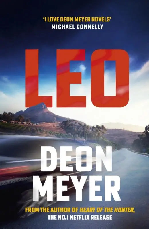 Rood-wit boekomslag van leo, de spannende nieuwe roman van de auteur van de grote netflix-serie heart of the hunter
