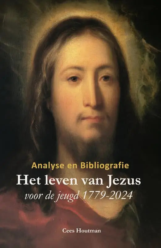 Het leven van Jezus boek met een klassieke afbeelding van Jezus met donkere haren en halo door cees houtman theologie algemeen