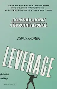 Het beeld toont het logo van American Leverage in teal met witte letters op het product Leverage een roman