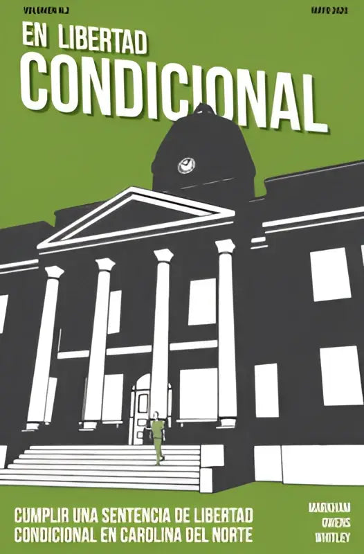 Het boekomslag toont een zwartwit illustratie van een klassiek gerechtsgebouw voor cumplir una sentencia in noord-carolina