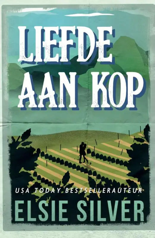 Boekcover liefde aan kop van elsie silver met witte tekst en wijngaardillustratie voor spicy ranch romance fans