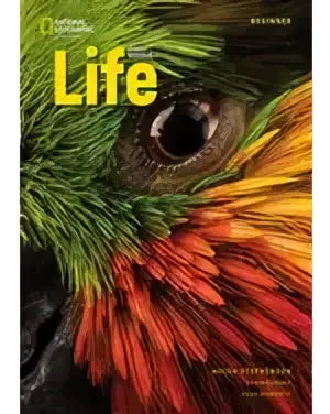 De cover van life 3rd edition beginner boek split a spark platform toont een close-up van een kleurrijke papegaaivogel oog en snavel met groene veren