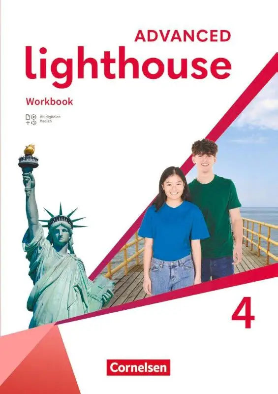 Advanced edition workbook lighthouse band 4 mit audios white cover red accents students pier statue of liberty