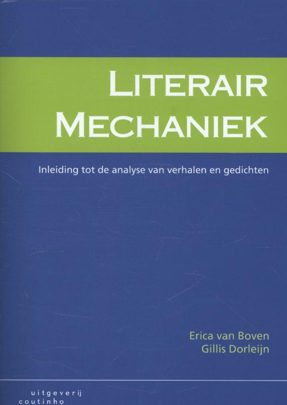 Blauwe Literair mechaniek hardcover door Erica van Boven en Gillis Dorleijn met groene banner