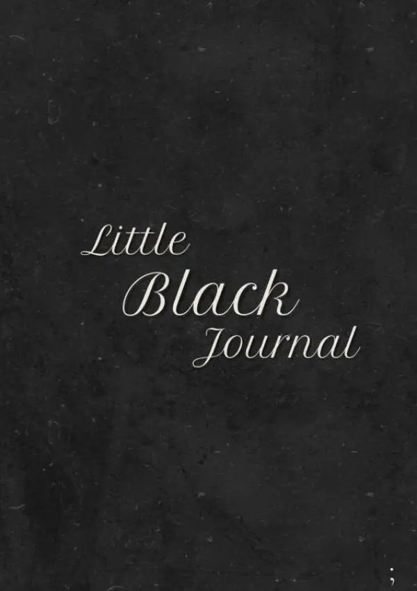 Zwart textuur notitieboek met elegante witte cursieve letters little black journal in little black journal l 100 50