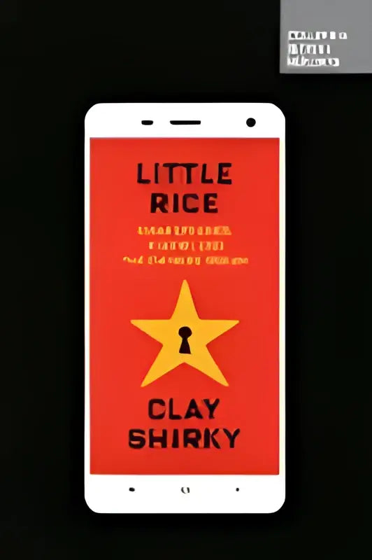 Rode smartphonehoes met witte rand en gele ster met tekst little rice door clay shirky voor xiaomi toestellen