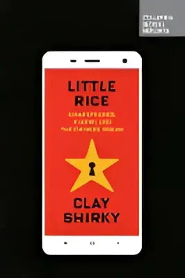 Rode smartphonehoes met witte rand en gele ster met tekst little rice door clay shirky voor xiaomi toestellen