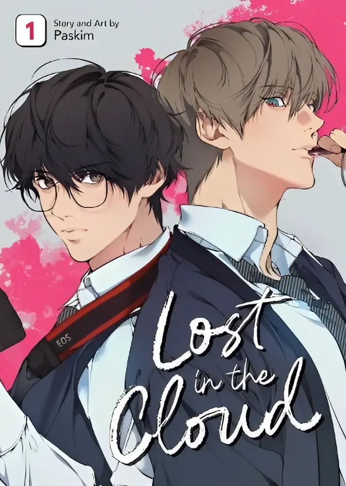 De cover van de manga lost in the cloud vol 1 door paskim toont twee mannelijke personages, een met bril en donker jack