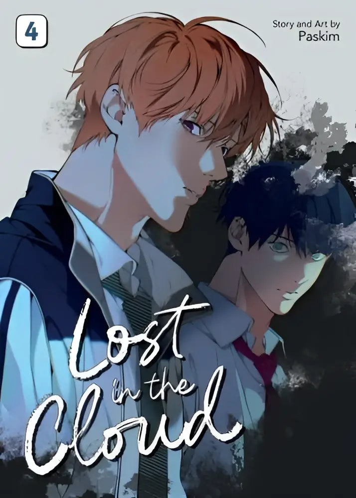De cover van lost in the cloud vol 4 toont twee anime-stijl mannelijke personages met onderscheidende haarkleuren
