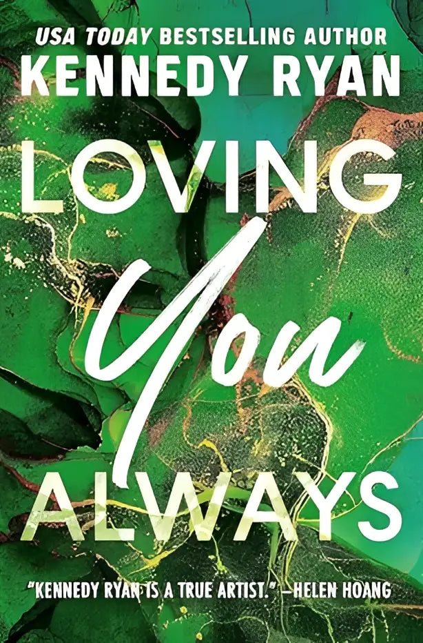 De boekcover van loving you always uit de bennett serie 2 toont een groene marmeren achtergrond met witte en gouden letters