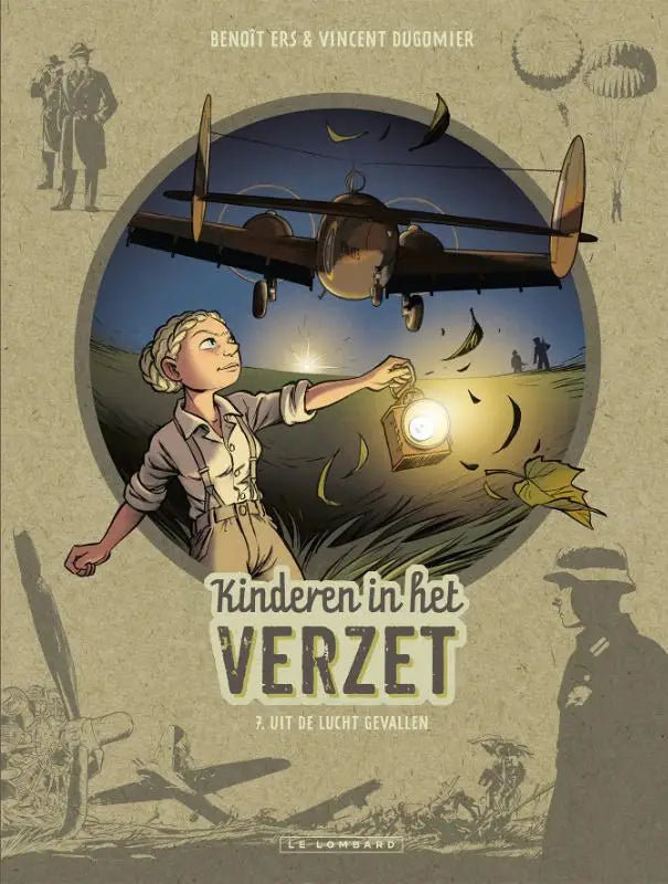 De illustratieve cover van het stripboek kinderen in het verzet 7 uit de lucht gevallen met levendige kleuren