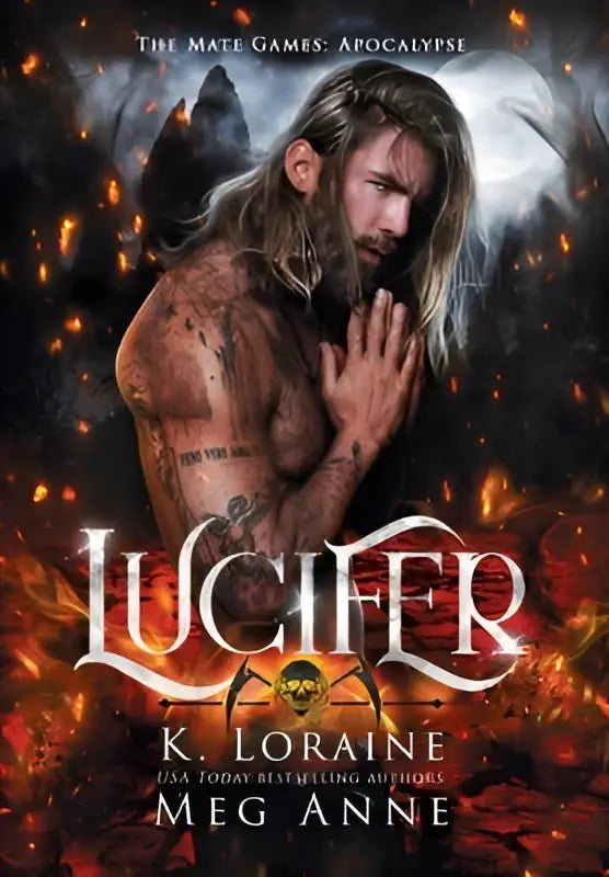 De cover van het boek lucifer door k toont een donkere mystieke illustratie geschikt voor liefhebbers van fantasy