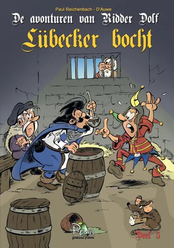 De cover van het stripboek lübecker bocht door paul reichenbach toont cartoonfiguren in een middeleeuwse gevangenis voor algemeen publiek