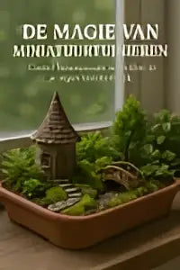 De magie van miniatuurtuinieren toont een groene metalen miniatuur van de eiffeltoren met gedetailleerde open structuur