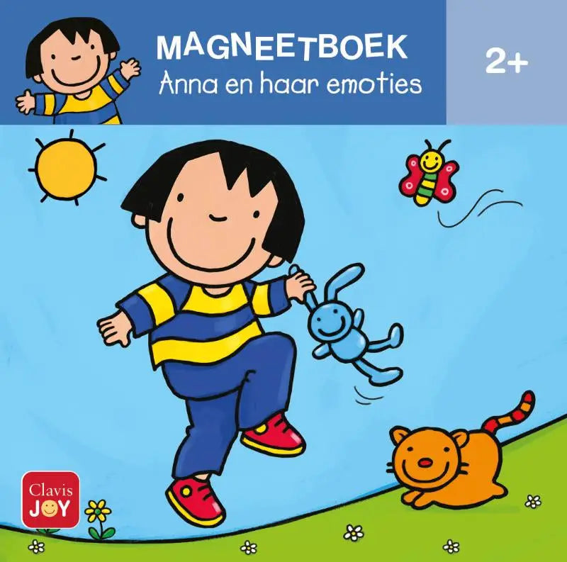 Blauw geel gestreept magneetboek anna en haar emoties van clavis bvba door kathleen amant voor kinderen