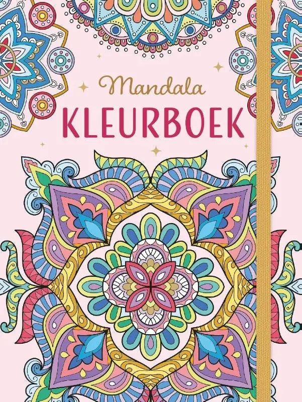 Mandala kleurboek met een levendig, gedetailleerd ontwerp, roze omslag en gouden binding van deltas chantecler