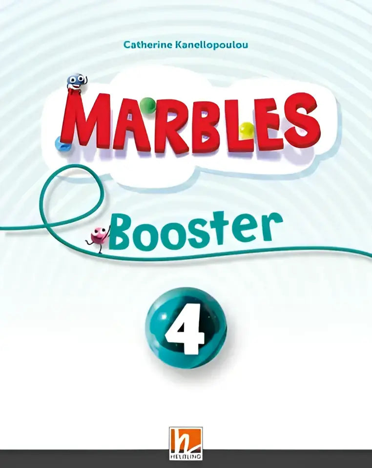 Marbles Booster 4 werkboek cover rood en teal met cartoons