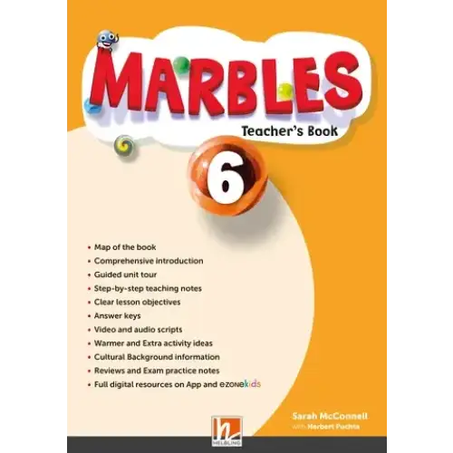 Marbles 6 docentenboek oranje-wit met cartoonfiguur op omslag