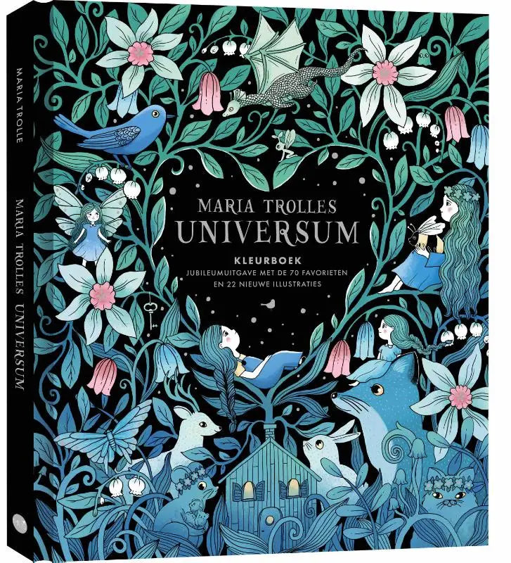 Een prachtig geïllustreerd kleurboek maria trolles universum met 70 favorieten en 22 nieuwe illustraties in blauw en teal