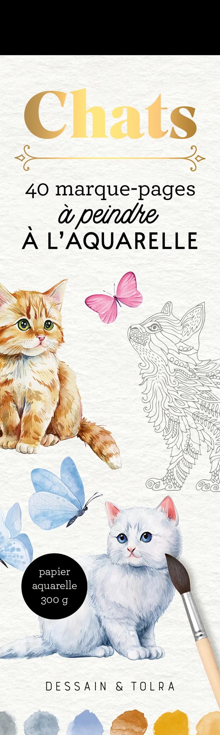 Waterverf kattenboekenleggers met gedetailleerde illustraties van oranje witte katten en vlinders op 300g papier voor nederlandstalige gebruikers
