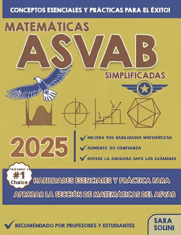 Gele asvab wiskunde 2025 studiegids met blauwe adelaar en geometrische illustraties voor wiskundige vaardigheden