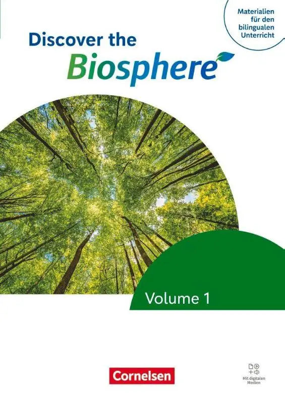 De cover van het schoolboek discover the biosphere volume 1 toont een groene boskroon en is ideaal voor materialen voor bilingualen unterricht