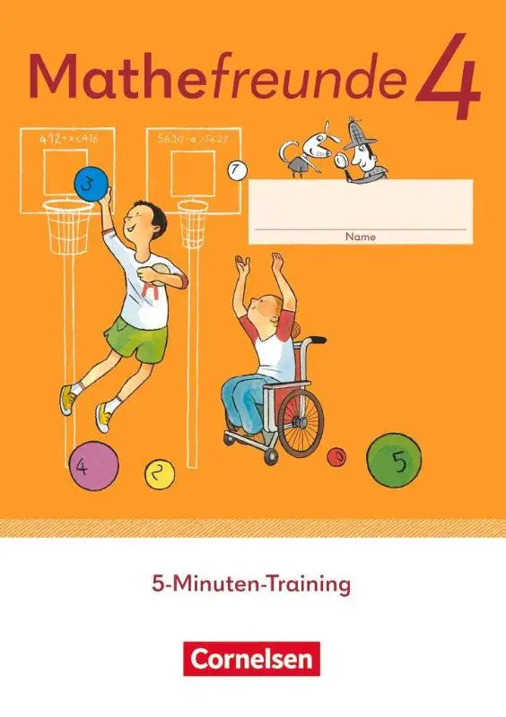 Oranje wiskundewerkboek mathefreunde 4 allgemeine ausgabe und sachsen 2022 met illustraties van kinderen en rolstoelbasketbal