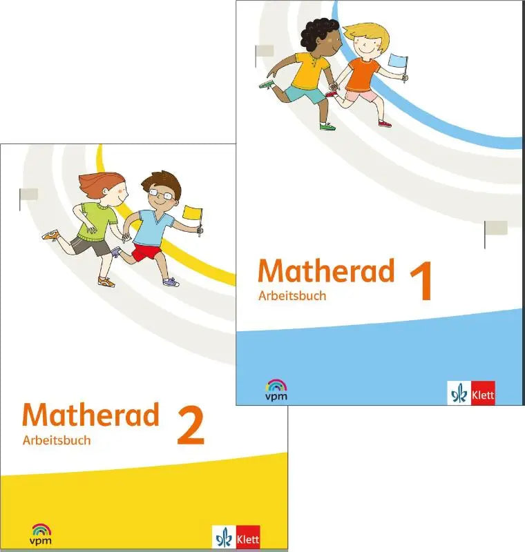 Educatief arbeitsbuch paket klasse 1/2 met kleurrijke illustraties en covers in wit blauw en geel tonen