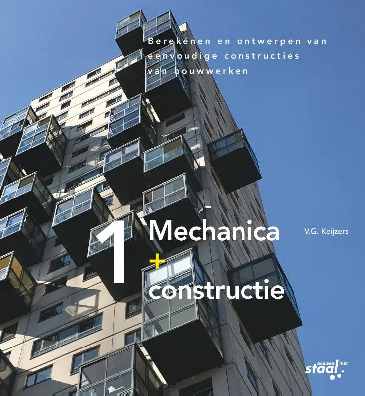De cover van het tekstboek mechanica + constructie 1 door v.g. gericht op technische wetenschappen en algemene onderwerpen
