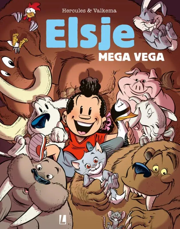 De levendige cover van comic mega vega door eric hercules toont een vrolijk meisje met antropomorfe dieren geschikt voor algemeen publiek