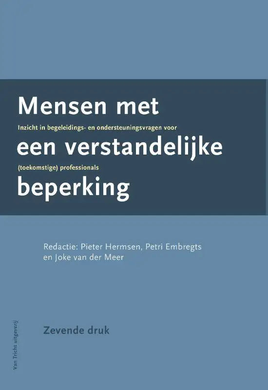 Blauwe boekcover van mensen met een verstandelijke beperking zevende editie door pieter hermsen paramedisch algemeen