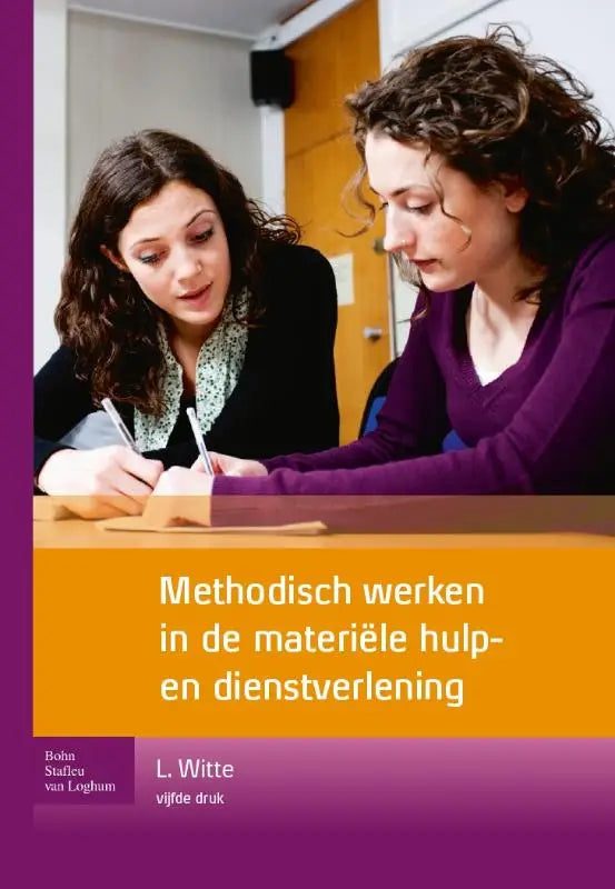 Paars en oranje boekomslag methodisch werken in de materiële hulp- en dienstverlening door l van bsl media