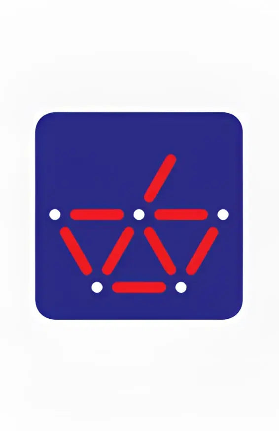 A stylized red shopping basket icon on a dark blue background representing mig lassen product selection