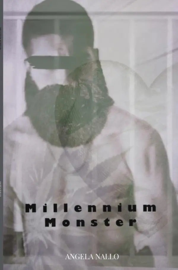 De cover van het boek millenium monster door angela nallo toont een gelaagde afbeelding met gedempte tinten voor jonge lezers