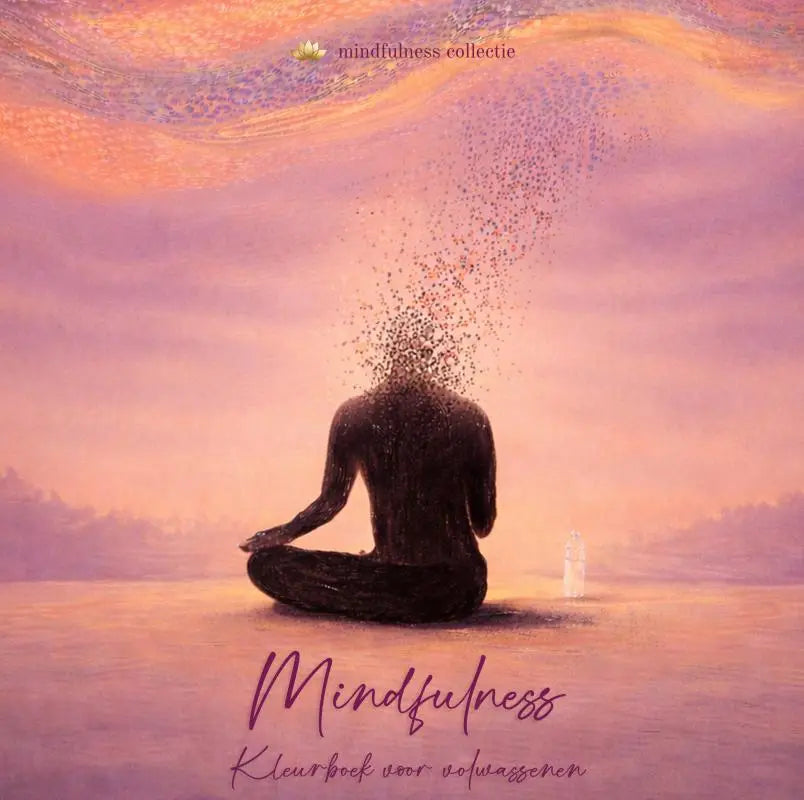 Een serene donkere silhouet van een persoon in lotushouding mediterend tegen een zachte luchtgradient voor mindfulness kleurboek mindfulness collectie