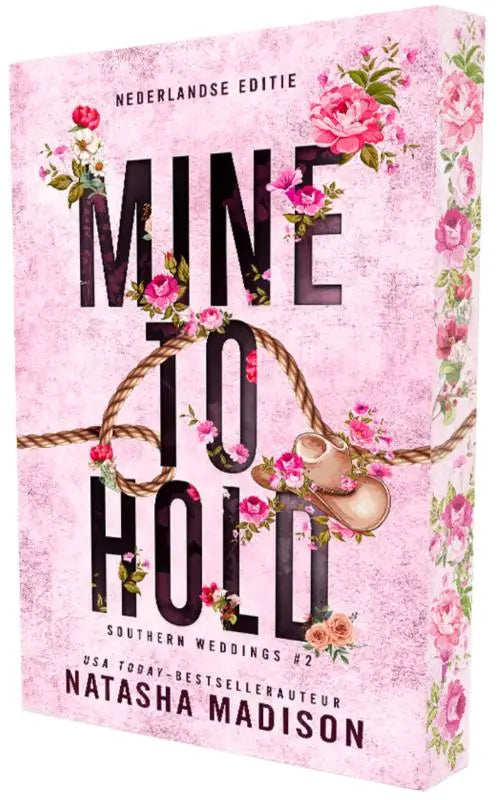 Roze bloemen boekomslag van mine to hold door natasha madison met cowboylaars ontwerp voor southern weddings