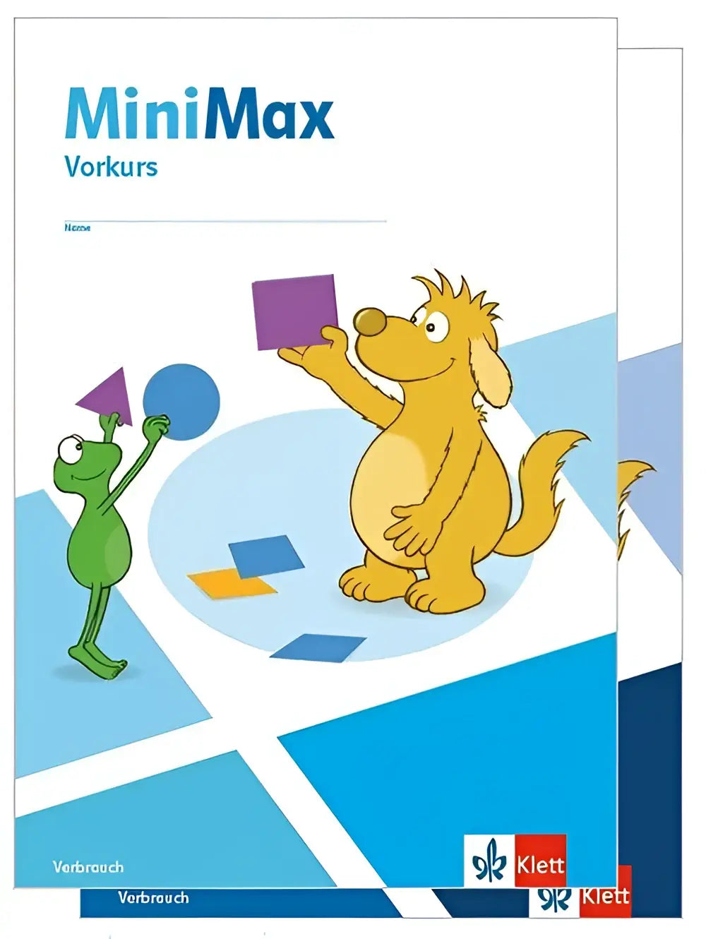 Blauw-wit minimax vorkurs werkboek met cartoon hond en kikker voor pakket a themenhefte inclusief zahlen und mengen
